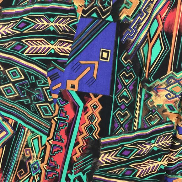 Vintage CLIO Midi Skirt Elastic Waist Flowy Colorful Abstract Print Size Large - Picture 3 of 8